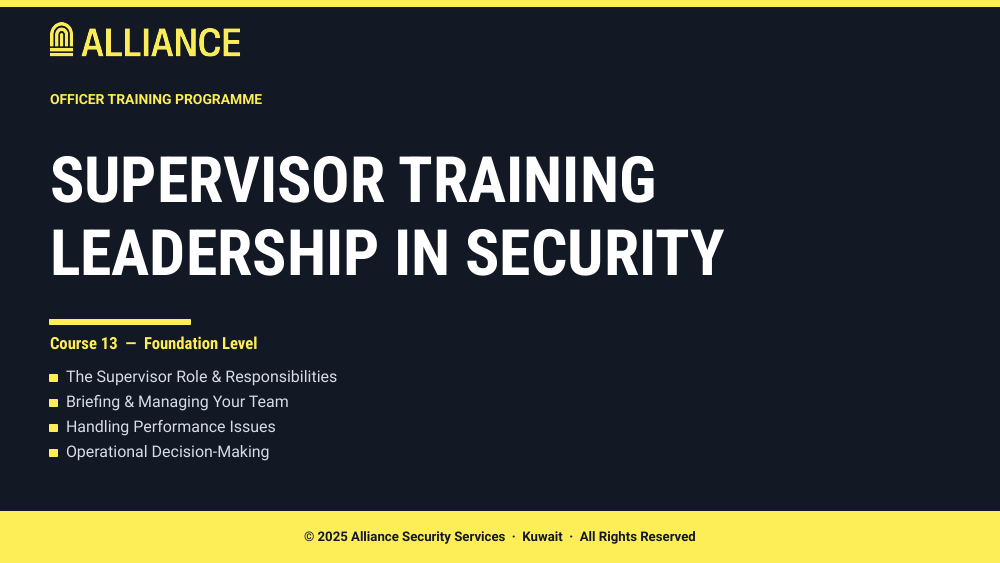 Supervisor Training - Leadership in Security